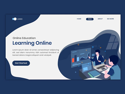 FREE Distance Learning Online Education Landing Page app branding design distance e book flat illustration internet landing landing page learning online online education online learning tutorial ui ui design ux ux design vector website