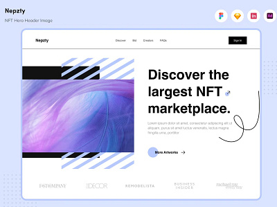 FREE Nepzty - NFT Hero Header Image app blockchain branding coin crypto design finance graphic design header image hero header illustration motion graphics nft startup transaction ui ui design ux ux design website