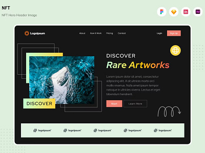 FREE NFT Hero Header Image app art branding crypto design finance graphic design hero hero header illustration investment motion graphics nft technology ui ui design ux ux design virtual website