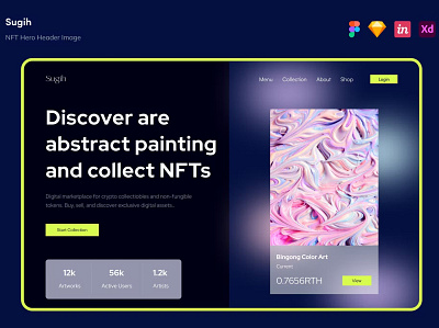 Free Sugih - NFT Hero Header Image app art blockchain crypto currency digital finance future innovation investment modern money technology token transaction ui ui design unique ux ux design