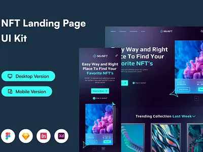 Free MirNFT - NFT Landing Page UI KIT app blockchain branding crypto currency design digital finance future illustration innovation nft hero token transaction ui ui design unique ux ux design website