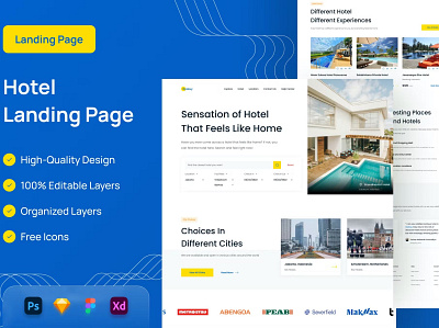 Free Hotel Landing Page - UI Design app design home home page homepage landing landing page landingpage site uidesign uiux userinterface ux design uxui web design web page web site webdesign webpage website