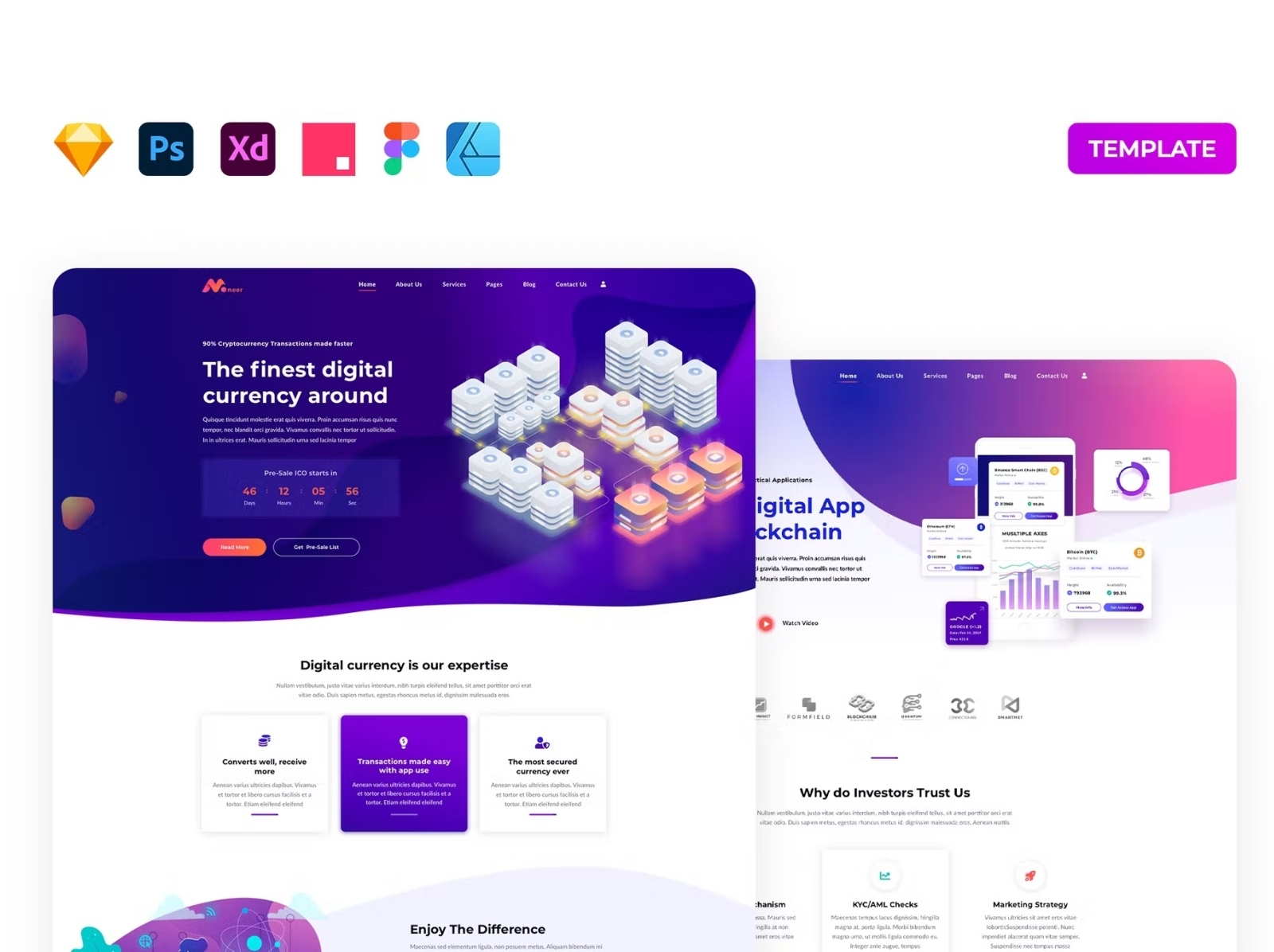 FREE Cryptocurrency Website Template by Infographics on Dribbble