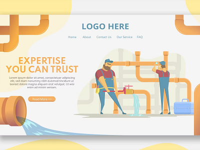 Pipe Workers Illustration - Landing Page app branding business customize design digital graphic design landing landing page motion graphics pipe workers streaming service ui ui design ux ux design walkthrough web website workers illustration