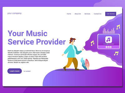 Music Streaming Service - Landing Page app branding business customize design digital graphic design landing landing page motion graphics pipe workers streaming service ui ui design ux ux design walkthrough web website workers illustration