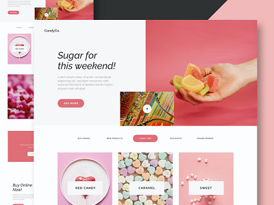 FREE Candy Shop - Website app branding candy candy shop design graphic design illustration insurance kids landing page motion graphics portfolio template shop ui ui design uikit ux ux design web development website