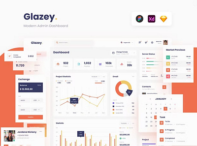 Glazey - Professional Modern Admin Dashboard admin analytics app dashboard dashboard design data design graphs graphs design graphs designs interface landing minimal saas ui ui design user ux ux design website