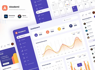 Akademi - Elegant School Admission Dashboard admin analytics app dashboard dashboard design data design graphs graphs design graphs designs interface landing minimal saas ui ui design user ux ux design website