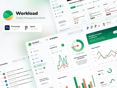 Workload - Project Management Admin Dashboard UI Graphs