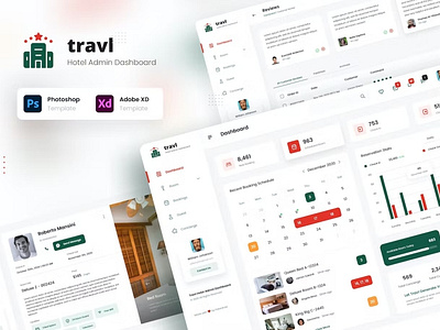 Travl - Hotel Admin Dashboard PSD Graphs