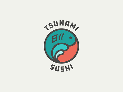 Tsunami Sushi brand brand design branding circle design fish icon logo logo design mark ocean restaurant seafood sushi typography wave