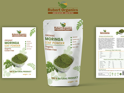 organic Moringa leaf powder label & packaging design