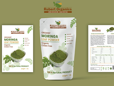 organic Moringa leaf powder label & packaging design branding creative designer graphic design label designer labeling labels labels design modern designer moringa powder organic product packaging organic products product design product packaging design sticker design unique designer