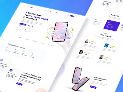 Crypto Wallet Website bitcoin blockchain clean crypto cryptocurrency design exploration finance header landing page light nft payment simple ui uidesign uxdesign wallet web design website