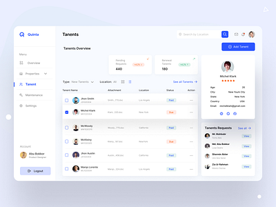 Property Management Dashboard - Quinta by Pensdio on Dribbble