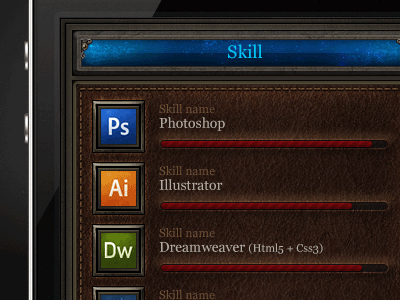web page adobe game html5 korea leather level up progress bar skill ui web
