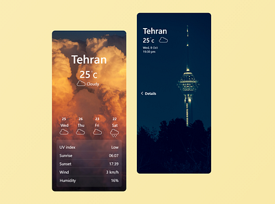 weather app 037 cloudy daily ui 037 dailyui dailyui037 design mobile mobile design night tehran ui weather weather app