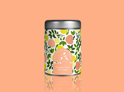 Peach, lemon & Black tea Infusion design logo mockup productdesign tea