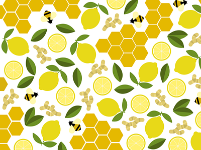 Honey, lemon & ginger Pettern branding illustration illustrator pattern