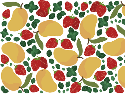 Mango, strawberry & Mint Pattern brand branding fruits illustration illustrator pattern