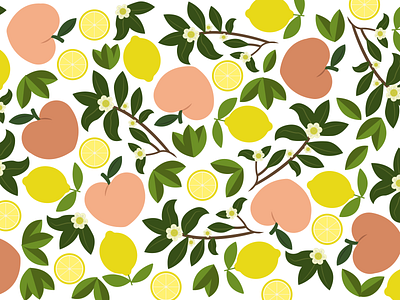 Peach, lemon & Black Tea Pattern brand branding design illustration illustrator pattern