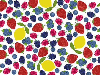 Berries & Lemon Pattern brand branding fruits illustration illustrator pattern