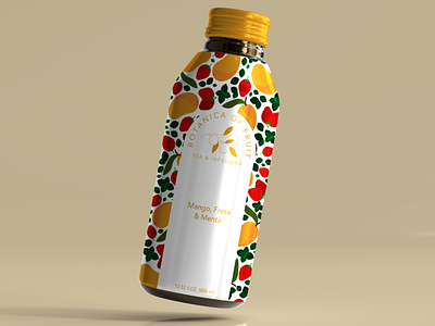 Bottled Infusion: Mango, Strawberry & Mint bottle branding design mango product strawberry