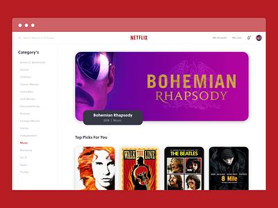 Netflix Redesign amazon prime interface music netflix redesign ui design ui ux