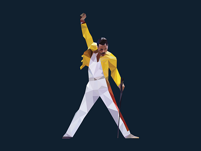 Freddie Mercury - Low Poly Flat Design