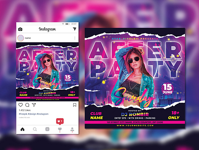 Social Media Night Club dj event Flyer after work party anniversary bash birthday celebration flyer club flyer club girl fashion girl girls night out glamour glowing instagram ladies ladies flyer ladies night luxury neon night club