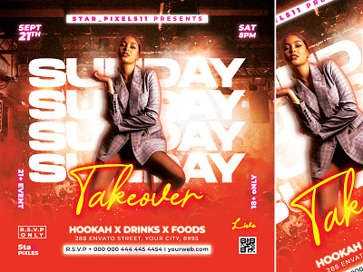 Sunday Takeover Dj night club party flyer concert posters social media post