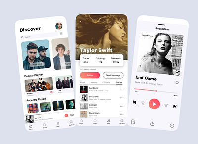 Music Player App artist design media media player mobile music music app music player player playlist song taylor swift track ui uiux