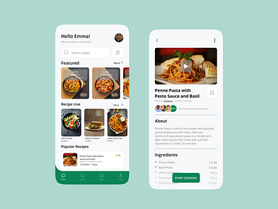 Recipe App app chef clean clean ui cook cooking cooking app design food food app ingredients mobile mobile app modern recipe recipes app ui uiux ux