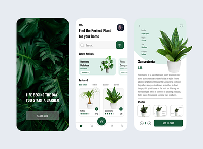 Plant Shop App app design eco fresh garden green greenery home decor light minimalist mobile plant app plant store planting plants ui uiux ux