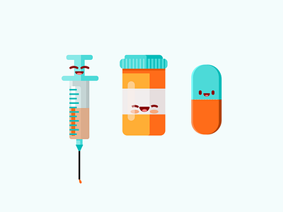 Happy medicines cute design doctor doctors graphic design health hospital illustration medic medical medication medicine medicines nurse paramedic pharmacy pills syringe ui vaccine