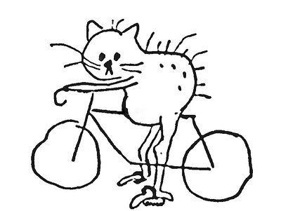Baby trash cat art bicycle bike cat cute cycling drawing handdrawn illustration kitten riding scanned trashcat