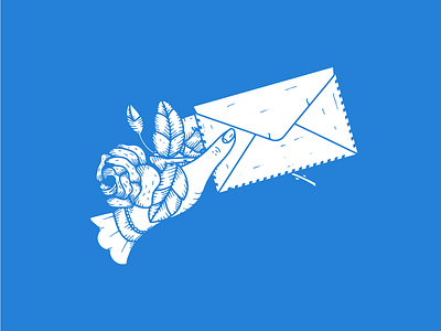 A Late Valentine's Message envelope flower hand illustration messagebird postcard rose sms tattoo