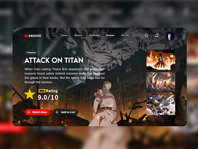 Attack On Titan / Web UI Design anime app design attack on titan design movie streaming tv show ui ux web design