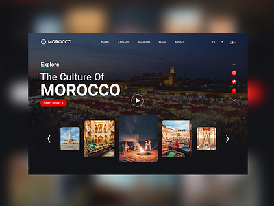 Travel Web Page (MOROCCO) app design blog booking culture destination discover exploring the world food holiday hotel landing page marrakesh morocco popular travel travel agency travel web page ui visit morocco web page