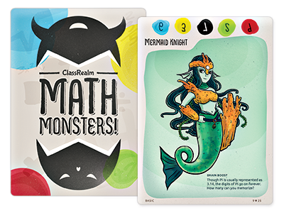 ClassRealm: Math Monsters! brain card cards classrealm education elf fire learning math mermaid monster playing card trading card vampire
