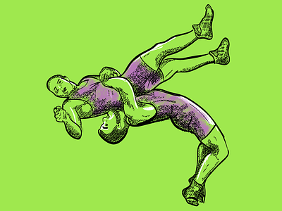Super16 Wrestling hero illustration crosshatch hatching illustration sport vector wrestling