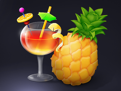Handbrake cocktail drink glass handbrake icon pineapple umbrella