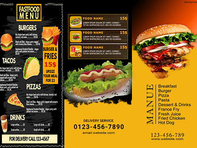Restorasnt Food /Fast Food Menue banner fast food flyer fast food menu flyer design menu menu card menu design resturant