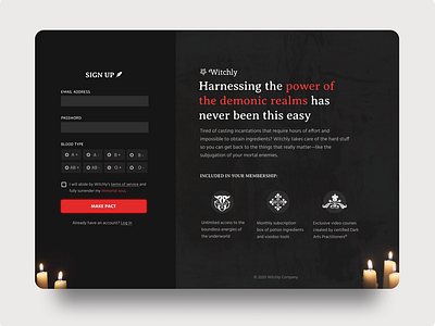 Witchly Sign Up - Daily UI 001