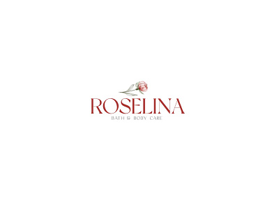 ROSELINA LOGO bath body care beauty botanical branding cosmetic cosmetic logo fashion logo feminine logo floral line art logo flower logo hair minimalistic nature vegan vegetarian organic rose logo vintage watercolor