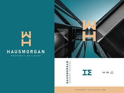 HAUSMORGAN PROPERTY LOGO brand identity branding building construction graphic design icon interior lettermark logo logomark logotype modern logo property real estate symbol vector