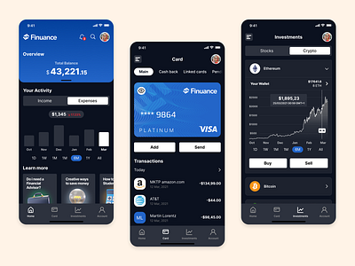Finance Mobile App Design app design banking cards ui finance invest mobile ui ux