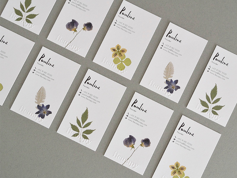 Fleurapy print pastel logo identity fresh flowers emboss branding