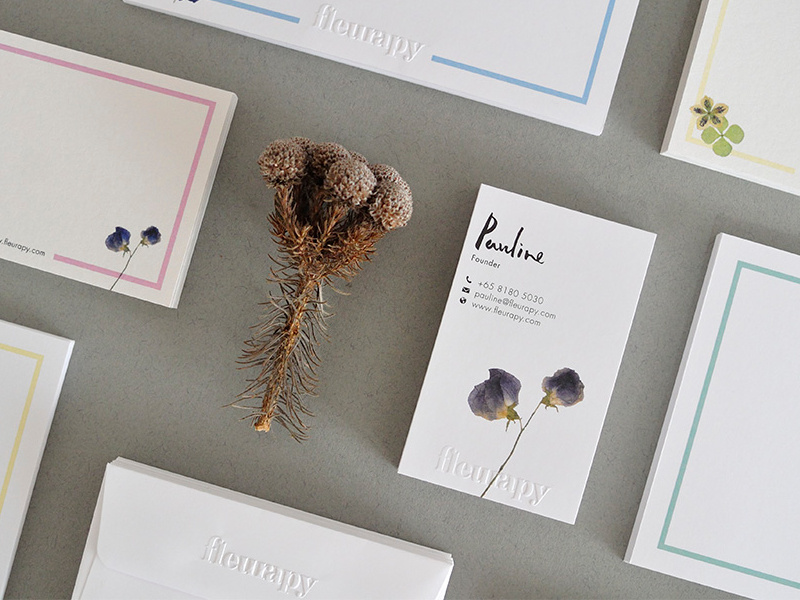 Fleurapy print pastel logo identity fresh flowers emboss branding