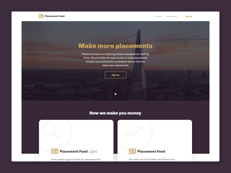 Placement Feed Landing page